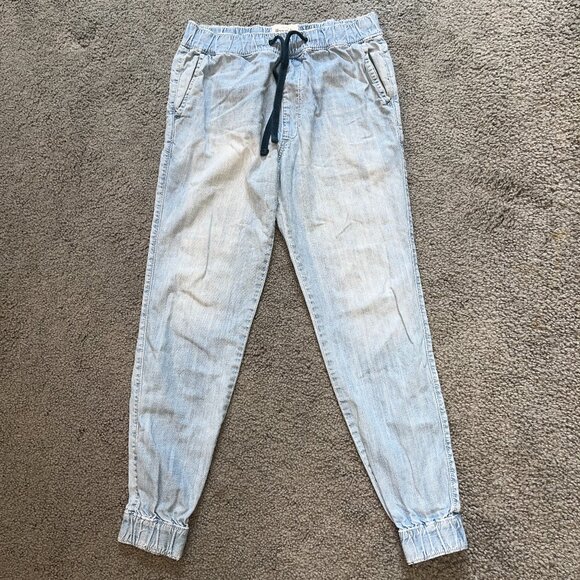 Y2K A&F ABERCROMBIE & FITCH 100% COTTON DENIM DRAWSTRING JOGGERS - EUC - MEDIUM - Picture 1 of 10